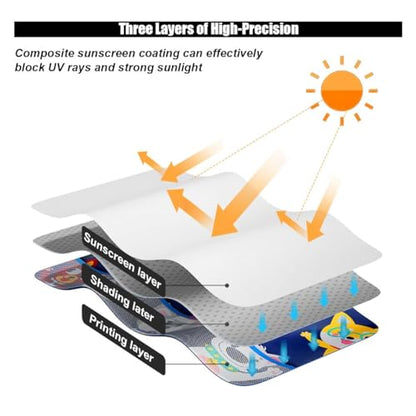 Car Window Shade for Baby, Blackout Car Window Curtain with Storage Pockets & 7 Suction Cups, Cartoon Pattern Cars Side Window Sun Shade Cover for Sun/Heat/UV Rays Protection (Blue-Cute Dogs) - color: Blue-Cute Dogs