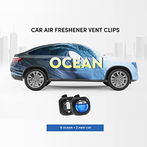 DRIVEJOY Car Air Freshener Vent Clips, 8 PK, 6 Ocean, 2 New Car Scent, Long Lasting Air Fresheners for Men & Women, Up to 240 Days, Odor Eliminator - color: Ocean
