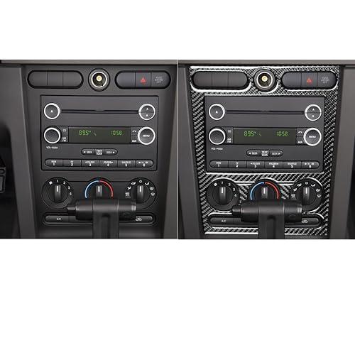 3PCS A/C CD Player Panel Cover Trim Stickers Car Central Console Compatible with Ford Mustang GT Shelby 2005 2006 2007 2008 2009 Interior Accessories Decals - color: CD Player Frame-black