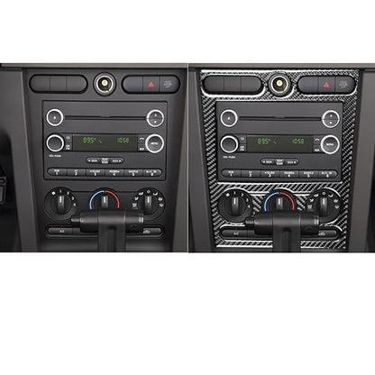 3PCS A/C CD Player Panel Cover Trim Stickers Car Central Console Compatible with Ford Mustang GT Shelby 2005 2006 2007 2008 2009 Interior Accessories Decals - color: CD Player Frame-black