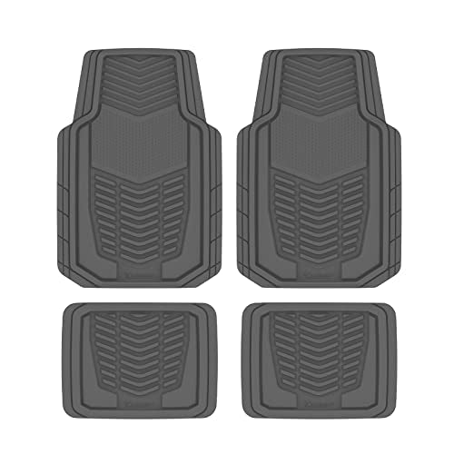 Michelin All-Weather Car Floor Mats Heavy Duty Floor Mats Protection, 4 pcs, Smart Trim Tailor Fit, Clint Back, Secure GripClip, Full Coverage Odorless Non-Slip Car Floor Mats – FL1018 Gray