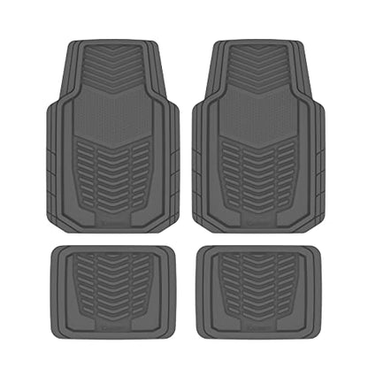 Michelin All-Weather Car Floor Mats Heavy Duty Floor Mats Protection, 4 pcs, Smart Trim Tailor Fit, Clint Back, Secure GripClip, Full Coverage Odorless Non-Slip Car Floor Mats – FL1018 Gray