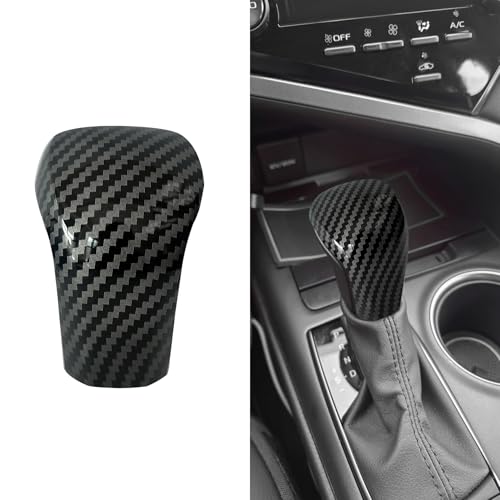 Car Gear Shift Knob Cover, Gear Shifter Cover, Sport Style Print Auto Gear Shift Knob Cover Trim, Shift Lever Cover Accessories Fit for Toyota Camry 2018-2025 Corolla 2019-2024 (Carbon Fiber) - color: Carbon Fiber