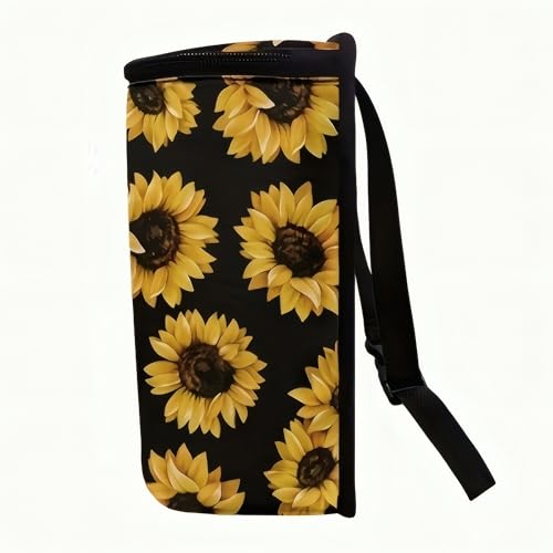 Road Trip Trash Can – Leakproof 5L Collapsible Car Garbage Bin with Lid & Pockets | SUV, Truck & Vehicle Organizer (Romantic Sunflowers)