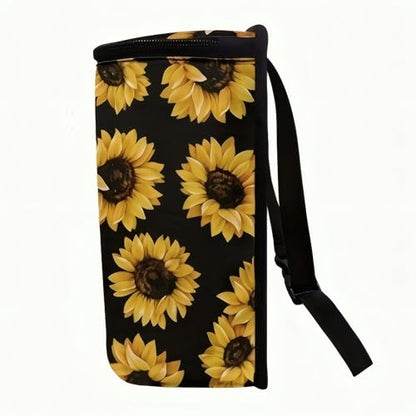 Road Trip Trash Can – Leakproof 5L Collapsible Car Garbage Bin with Lid & Pockets | SUV, Truck & Vehicle Organizer (Romantic Sunflowers)