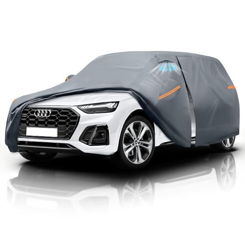 Waterproof Audi Q5(2008-2026) Car Cover with Breathable Vents, [2025 Upgrade] Premium Covers with Cotton Liner and Zipper Door,Sun Rain Snow Dust Uv Protection.(Gift with Towel) - color: SUV Car Cover, size: Custom Fit Audi Q5+Towel+Bag