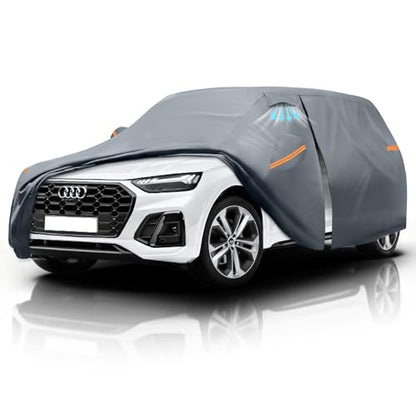 Waterproof Audi Q5(2008-2026) Car Cover with Breathable Vents, [2025 Upgrade] Premium Covers with Cotton Liner and Zipper Door,Sun Rain Snow Dust Uv Protection.(Gift with Towel) - color: SUV Car Cover, size: Custom Fit Audi Q5+Towel+Bag