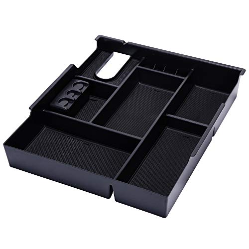 JDMCAR Compatible with Toyota Tundra Accessories 2014-2021 Center Console Organizer, Insert ABS Black Materials Tray, Armrest Secondary Storage Box - Full Tray - color: black