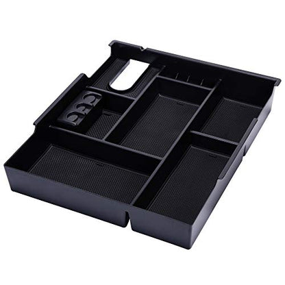 JDMCAR Compatible with Toyota Tundra Accessories 2014-2021 Center Console Organizer, Insert ABS Black Materials Tray, Armrest Secondary Storage Box - Full Tray - color: black