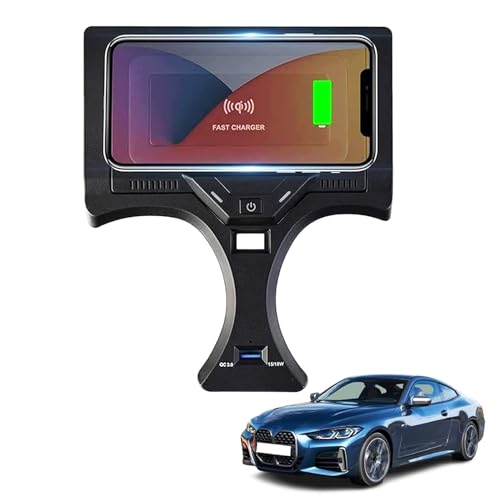 Wireless Car Charger for BMW 2 Series (2022-2024), i3/3 Series (2020-2024), i4/4 Series (2021-2024) with 27W USB & Type-C Center Console Accessory Panel, Fast Charger for i-Phone Sam-Sung