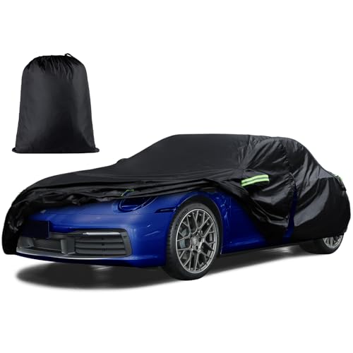 6 Layers Car Cover Custom Fit for 1998-2026 Porsche 911 (991/992/996/997 Series) Carrera 4S/Turbo/Carrera, Waterproof All Weather Rain Sun Protector with Door Zipper - color: Black, size: Custom Fit for Porsche 911