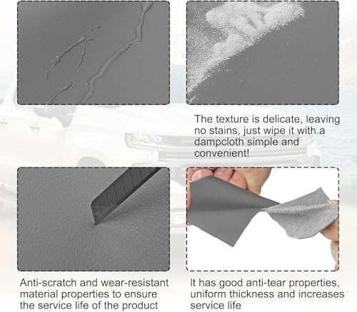 Priprilod Leather Center Console Lid Armrest Cover Dark Gray Compatible with Chevy Silverado/GMC Sierra (40/20/40 Split Bench Seat) 2014 2015 2016 2017 2018 (Only Leather Part) - color: Dark Gray