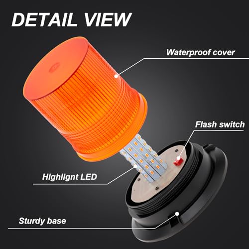Amber Led Strobe Lights, 12-48V Warning Emergency Flashing Beacon Lights, 3 Modes Waterproof Flashing Safety Warning Lights for Trucks, Cars, Bus, Tractor, Mower, ATV, Golf Carts, UTV - color: Amber