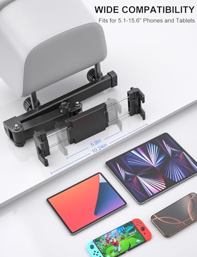 PLDHPRO Tablet Holder for Car Headrest Mount iPad Backseat Foldable Back Seat Stand Compatible 5.1-15.6'' Phones Tablets, Road Travel Essentials for Kids Accessories - size: double fold