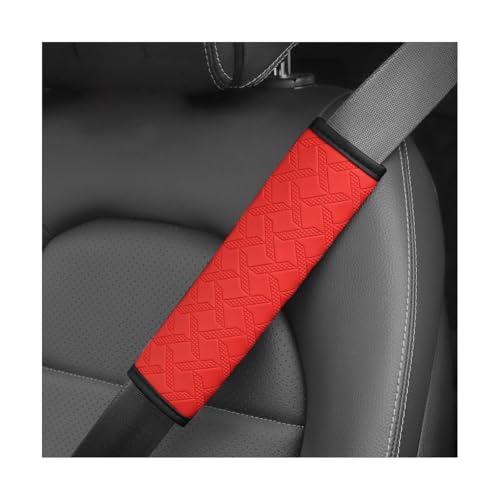 2PCS Car Seatbelt Cover, 9.05 Inches Soft Leather Vehicle Safety Seat Belt Strap Cushion, Comfortable Auto Shoulder Neck Chest Protection Pads Accessories, Extremely Long (Red) - color: Red/9 inches