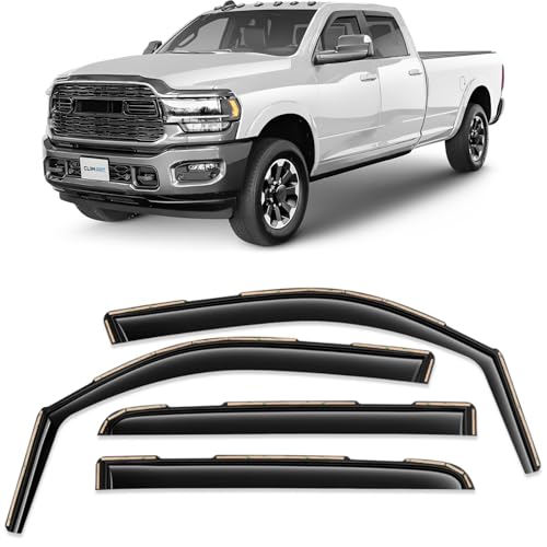 CLIM ART in-Channel Incredibly Durable Rain Guards for Dodge RAM 2500 3500 2019-2026 Crew Cab,Original Window Deflectors,Vent Deflector,Vent Window Visors,Dark Smoke Truck Accessories,4pcs- 609006LPv - color: For Ram 19-26 2500/3500