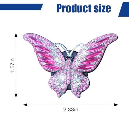 3PCS Bling Butterfly Car Vent Clip, Rhinestone Car Dashboard Air Vent Trim Clips, Auto Air Fresheners Outlet Clip, Auto Interior Diffuser Decoration Accessories for Women Present(Rose) - size: Rose Red