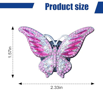 3PCS Bling Butterfly Car Vent Clip, Rhinestone Car Dashboard Air Vent Trim Clips, Auto Air Fresheners Outlet Clip, Auto Interior Diffuser Decoration Accessories for Women Present(Rose) - size: Rose Red