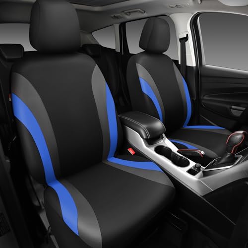 CAR PASS Line Rider Sporty Front Seat Covers, Blue Car Seat Covers Two Front Seats Only, Airbag Compatible,Universal Fit Sedans,Cars,Vans,SUV,Truck(Black and Blue) - color: Black and Blue, size: Two Front Seat