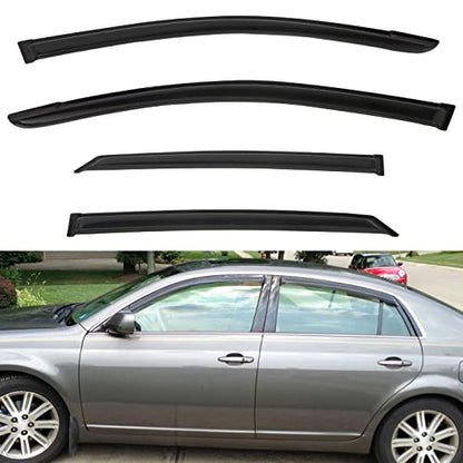 4pcs Front+Rear Smoke Tint Sun/Rain Guard Outside Mount Tape-On Vent Window Visors Compatible with 05-12 Avalon - size: Compatible with 2005-2012 Toyota Avalon