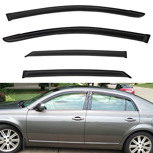 4pcs Front+Rear Smoke Tint Sun/Rain Guard Outside Mount Tape-On Vent Window Visors Compatible with 05-12 Avalon - size: Compatible with 2005-2012 Toyota Avalon