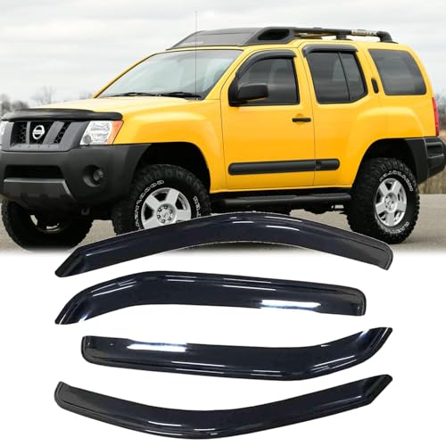 4pcs Original Shatterproof Rainproof Side Window Wind Deflectors for 05-15 Xterra,Outside Mount Rain Guards Sets,Nice Looking Window Visors for Cars,Vent Deflector for Nissan Xterra 2005-2015 94539 - size: for 2005-2015 Nissan Xterra