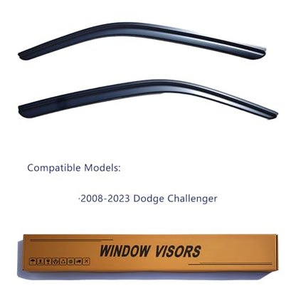 Window Visors Rain Guards Compatible with Dodge Challenger 2008-2023, Out-Channel Side Window Wind Deflectors Vent Shades Accessories, Dark Smoke, 2014 2015 2016 2017 2018 2019 2020 2021 2022 - size: 2008-2023 Dodge Challenger