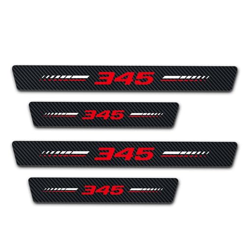 4Pcs Door Sill Protector Compatible with Dodge Challenger Durango SRT 345 with 345 Logo, Carbon Fiber Door Sill Stickers, Front Rear Door Sill Plate Covers Auto Accessories - color: Red 345