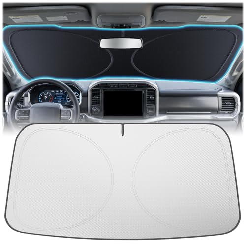 Upgraded Windshield Sun Shade for Vans, Ford Transit & Toyota-Sienna[Nano Ice-Crystal Cooling, 99.9% Sun Protection] Foldable Sunshade with Storage Bag, Car Accessories, XL(69 x 38 in) - size: XL | 69"L x 38"W