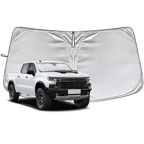 Side Window Sunshades for Chevrolet Silverado 1500 2014-2025, Customized for Chevy Silverado 1500 Car Front Window Sun Shades, Automatic Car Sun Shield Accessories, Blocks UV Rays - size: for Chevrolet Silverado 1500 (windshield shade）