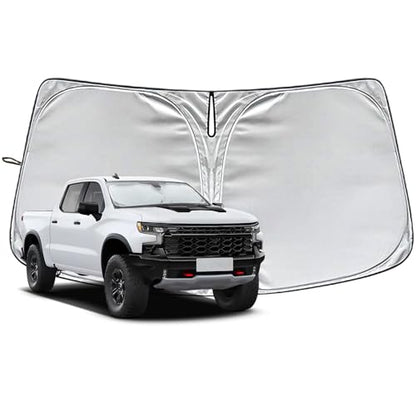 Side Window Sunshades for Chevrolet Silverado 1500 2014-2025, Customized for Chevy Silverado 1500 Car Front Window Sun Shades, Automatic Car Sun Shield Accessories, Blocks UV Rays - size: for Chevrolet Silverado 1500 (windshield shade）