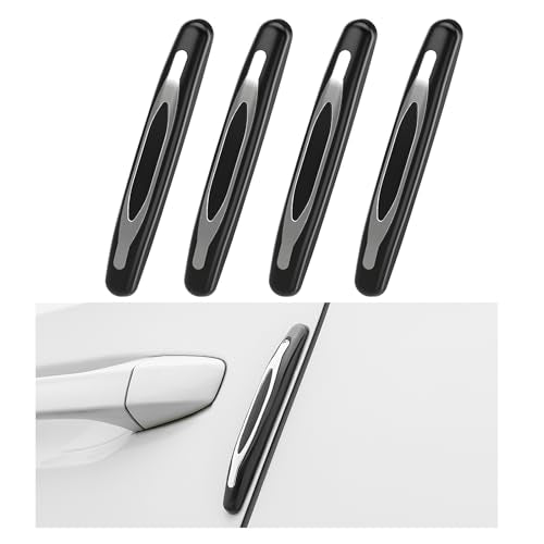 DXNQ 4 PCS Car Door Edge Guards, Anti-Scratch Door Edge Guards Trim Strip with Self Adhesive, Car Door Protector Bumper Guards for Most Cars Trucks SUVs, Exterior Car Accessories (Black) - color: Black