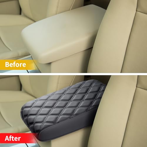 GIANT PANDA Custom Center Console Cover Fit for Toyota Highlander 2008 2009 2010 2011 2012 2013 2014,Waterproof-Anti-Scratch,Faux Leather Armrest Center Cover - Full Protection - Black - color: Highlander 2008-2014, size: Highlander