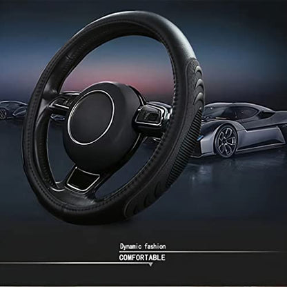Yangday Leather Steering Wheel Cover for Ford F150 F250 F350, 15.5-16 inches Car Steering Wheel Cover with Anti-Slip Massage Particle (Black) - color: Black