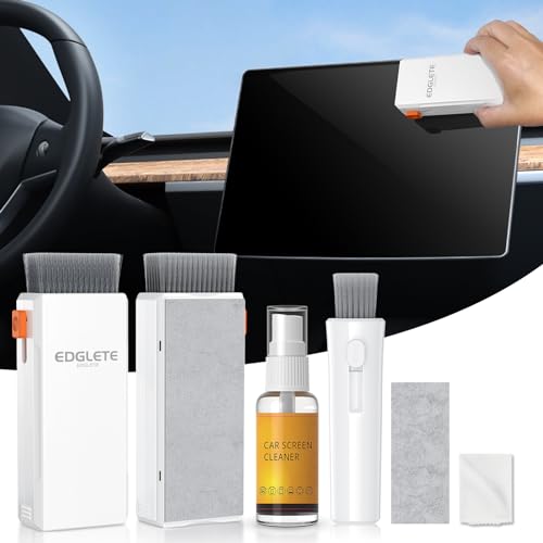 Edglete Car Screen Cleaner Spray and Wipe, Car Interior Cleaner Detailing Kit Screen Cleaning Tool for Touchscreen Display Dashboard, Car Detailing Brush for Tesla Jeep BMW Honda Benz Chevy