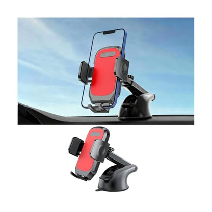 Car Phone Holder, Strong Suction Cup Vehicle Windshield Dashboard Air Vent Cellphone Mount, 360° Rotating Adjustable Smartphone Holder, Universal Automotive Accessories (Red) - color: Red