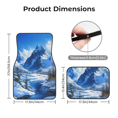 Snow Mountain Car Floor Mats,4 Piece, Car Rug Durable Anti-Slip Waterproof Trim to Fit Liner Universal Fit Auto,Sedan,SUV,Truck