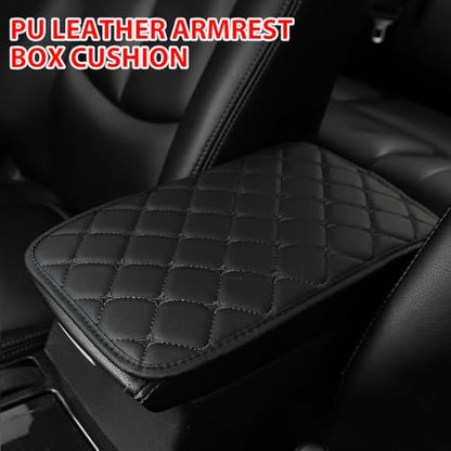 HZEL Car Center Console Cushion Pad, PU Leather Vehicle Armrest Protection Cover, Waterproof Automotive Interior Arm Rest Seat Box Mat Accessories, Universal for SUV, Sedan, Truck (Black) - color: Black