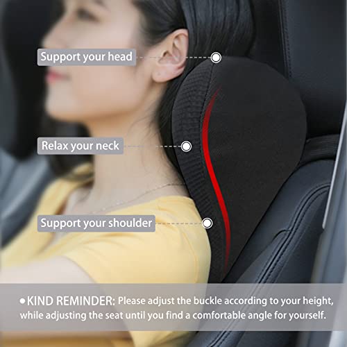 Super Soft Car Headrest Pillow, 100% Memory Foam Car Neck Pillow with Adjustable Strap & Breathable Removable Cover, Ergonomic Design - Travel Pillow Car Pillow for Neck/Back Pain Relief(Black, 1PC) - color: Pack of 1/Black/Super Soft