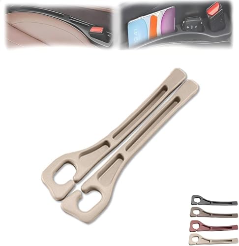 Car Seat Gap Filler, 2-Pack No-Drop Seat Side Gap Seam Filler Organizer with Phone Holder, Seat Gap Fillers for All Cars, Prevents Items from Falling, Easy to iInstall (Beige) - color: Beige
