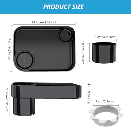 Car Seat Snack Tray for Toddlers, Reduces Mess Square Travel Tray Cup Holder Snack Tray, Durable Car Food Tray for Kids, Universal Fit Kids Travel Road Trip Essentials (Black) - color: Black