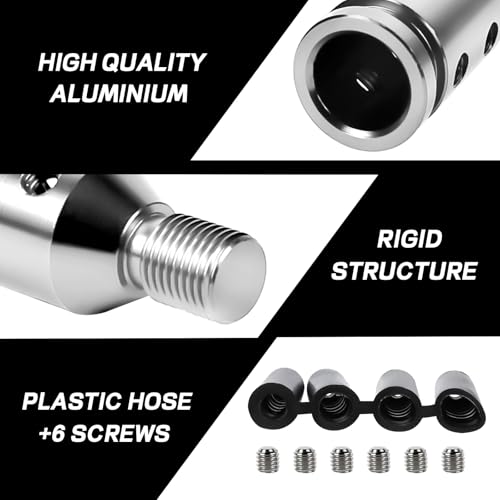 M12x1.25 Shift Knob Adapter, Aluminum Gear Shift Adapter Kit with 4-Sizes Hoses, Universal Gear Shift Knob Cover for Non-Threaded Manual Shifters, Car Stick Shift Knob Adapter (Silver) - color: Silver