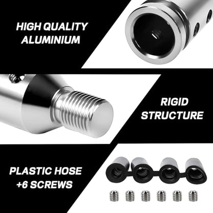 M12x1.25 Shift Knob Adapter, Aluminum Gear Shift Adapter Kit with 4-Sizes Hoses, Universal Gear Shift Knob Cover for Non-Threaded Manual Shifters, Car Stick Shift Knob Adapter (Silver) - color: Silver