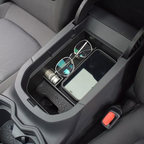 EDBETOS Center Console Organizer Tray Compatible with Toyota RAV4 2019 2020 2021 2022 2023 2024 2025 and 2021-2025 RAV4 Prime Accessories Armrest Secondary Storage Box (Black Trim)