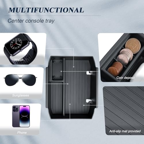 BIBIBO 2Packs for 2026 Subaru Outback Center Console Organizer 2026 Subaru Outback(Premium,Limited,Touring,Wilderness,Limited XT,Touring XT) Console Insert Tray +Silicone Wireless Charging Mat - color: Black-2Pack