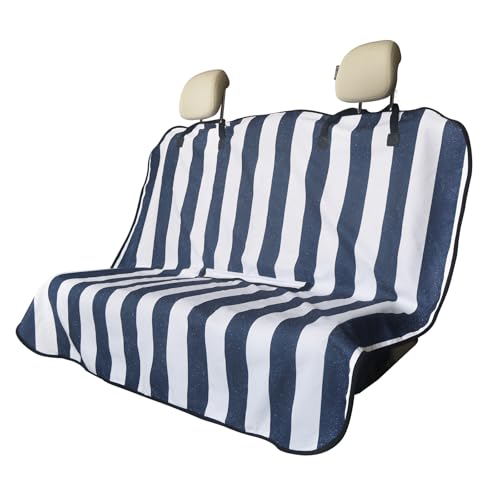 Back Seat Cover for Car Trucks Van SUV,Waterproof Rear Bench Towel Seat Covers for Dogs and Kids,Automotive Backseat Protector (Blue Stripe) - color: Blue Stripe, size: Rear Bench Seat Towel