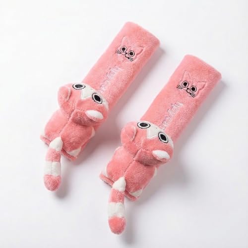 UNICOLD 2-Pack Ultra-Soft Short Plush Seatbelt Cover, Cute Animal Edition – Cloud-Like Shoulder Pad for a Comfy Ride for Adults & Kids (P-Kitten) - style: P-Kitten