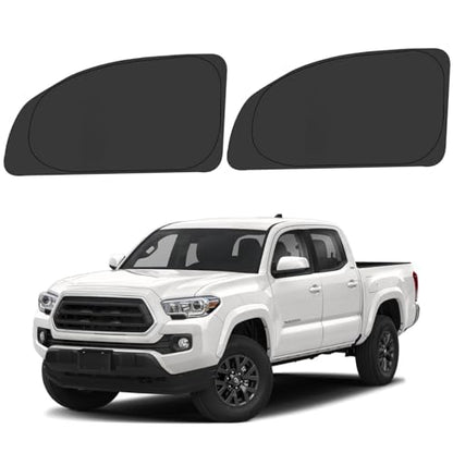 Front Side Window Sun Shade for 2016-2023 Toyo-ta Tacoma Accessories, Foldable Window Sunshade Sun Visor Protector, Side Window Shades Sun Shield Blocks UV Rays Heat, Pack of 2 - size: Silver & Black-Fit 2016-2023 Toyota Tacoma
