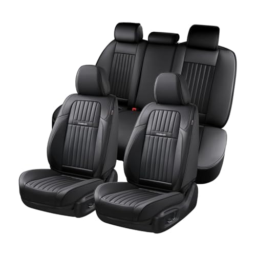 Coverado Car Seat Covers Full Set, Seat Covers for Cars, Black Car Seat Cover, Car Seat Protector, Nappa Leather Car Seat Cushion, Waterproof Car Seat Covers Front Seats and Back Fit for Most Cars - color: Black-New, size: FullSet