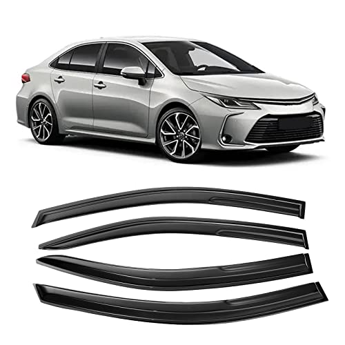 Tape-On Dark Tinted Side Window Visor Deflectors Vent Rain Guards Designed for Toyota Corolla Sedan 2019 2020 2021 2022 2023（4pcs） - size: 2019-2023 Toyota Corolla